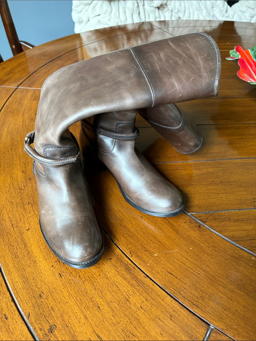 Frye Melissa Seam Tall Brown Leather Boots